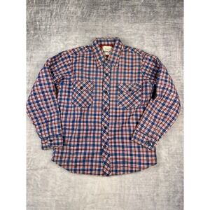 Vtg Sears Wearmaster Jacket Mens Large Blue Plaid Flannel Lumberjack Quilt Lined